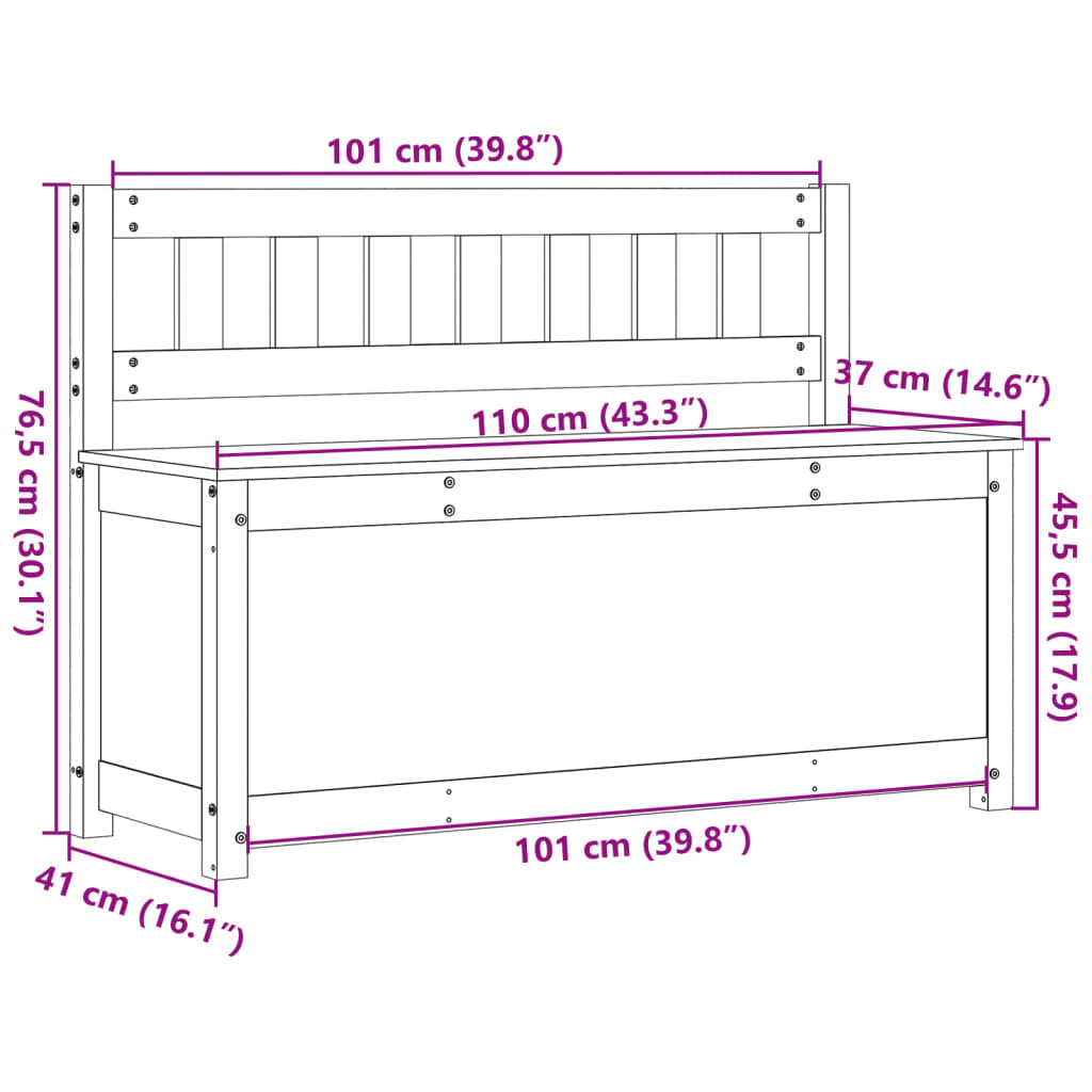 Sitzbank 80x41x77 cm Massivholz Kiefer