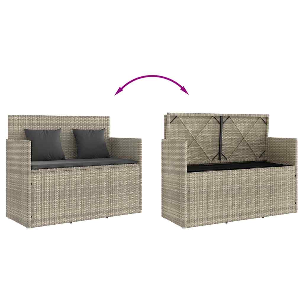 Gartenbank mit Kissen Schwarz Poly Rattan