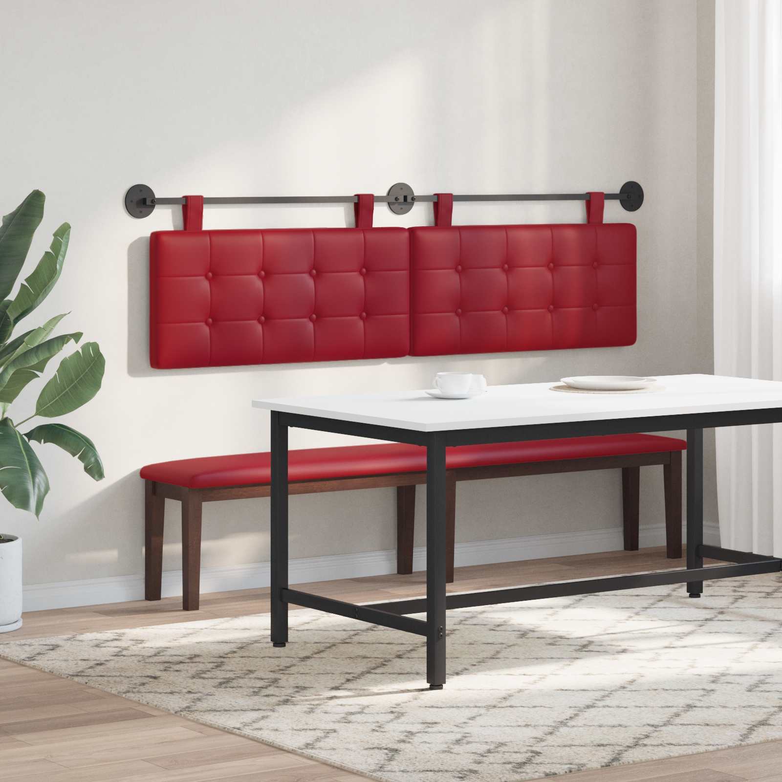 Hängendes Kopfteil Mit LED Licht Creme Kunstleder