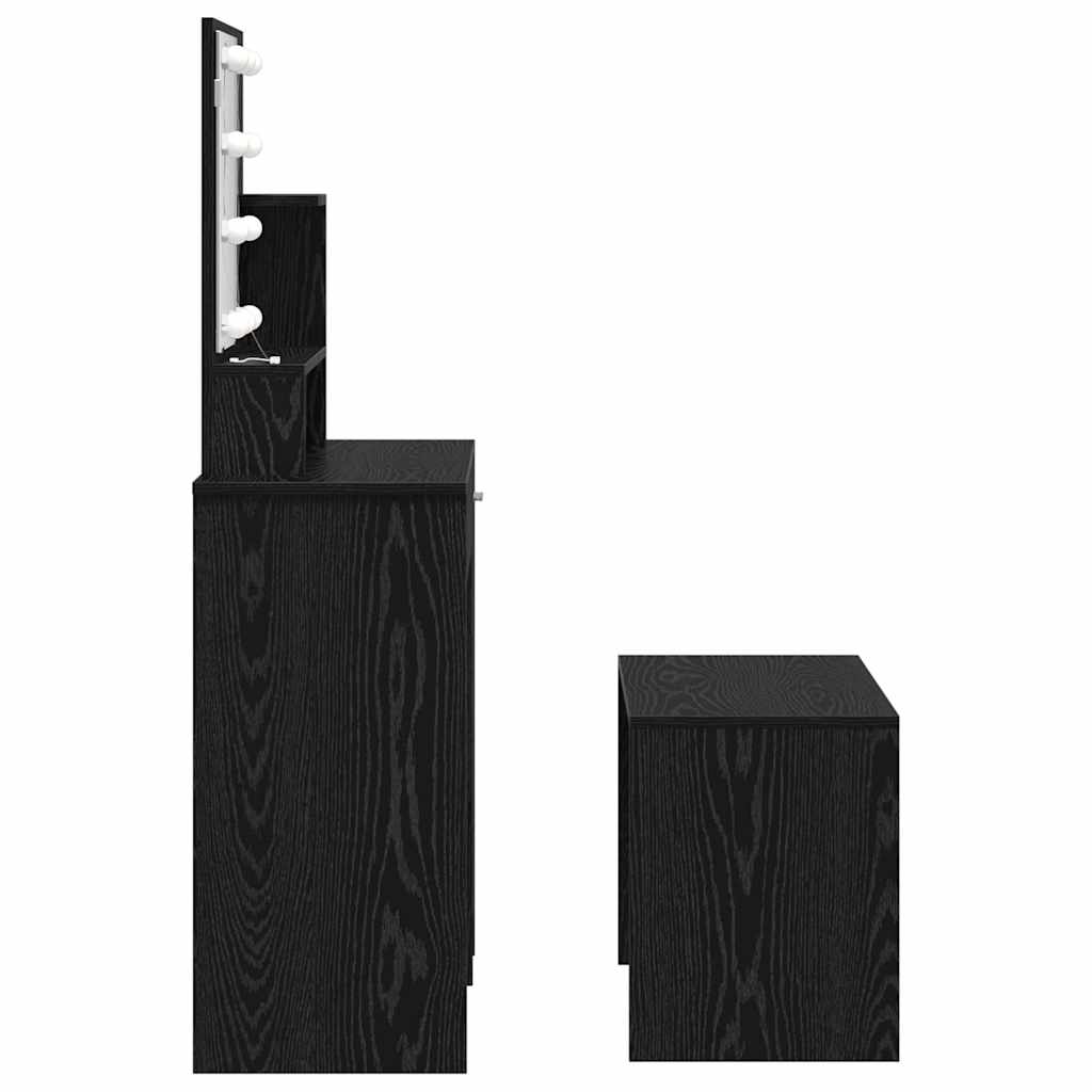 Schminktisch-Set mit LED Weiß Holzwerkstoff