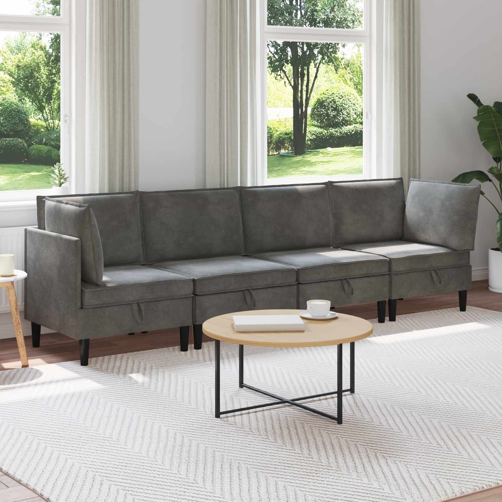 Wohnzimmergarnitur mit Kissen mit Speicher 3 pcs Hellgrau Samt