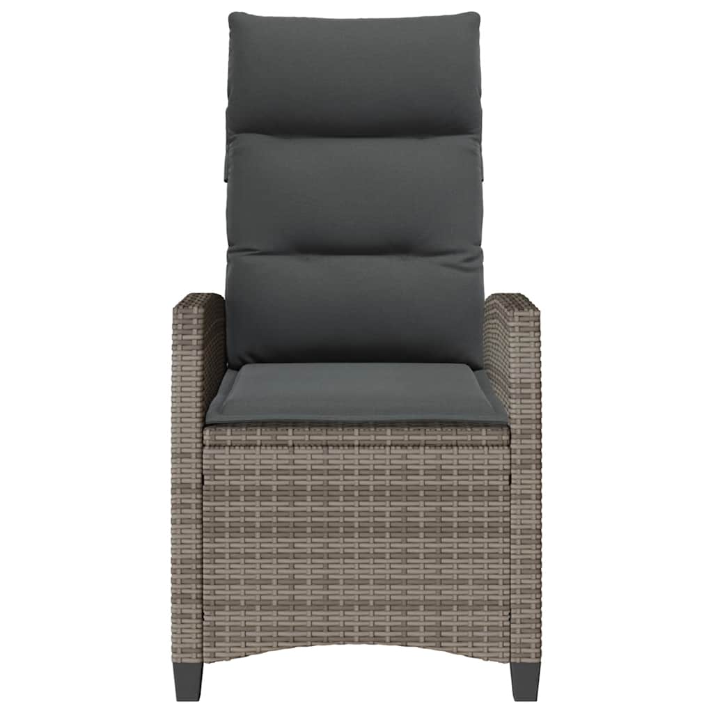 Gartensessel mit Beistelltisch Verstellbar Schwarz Poly Rattan