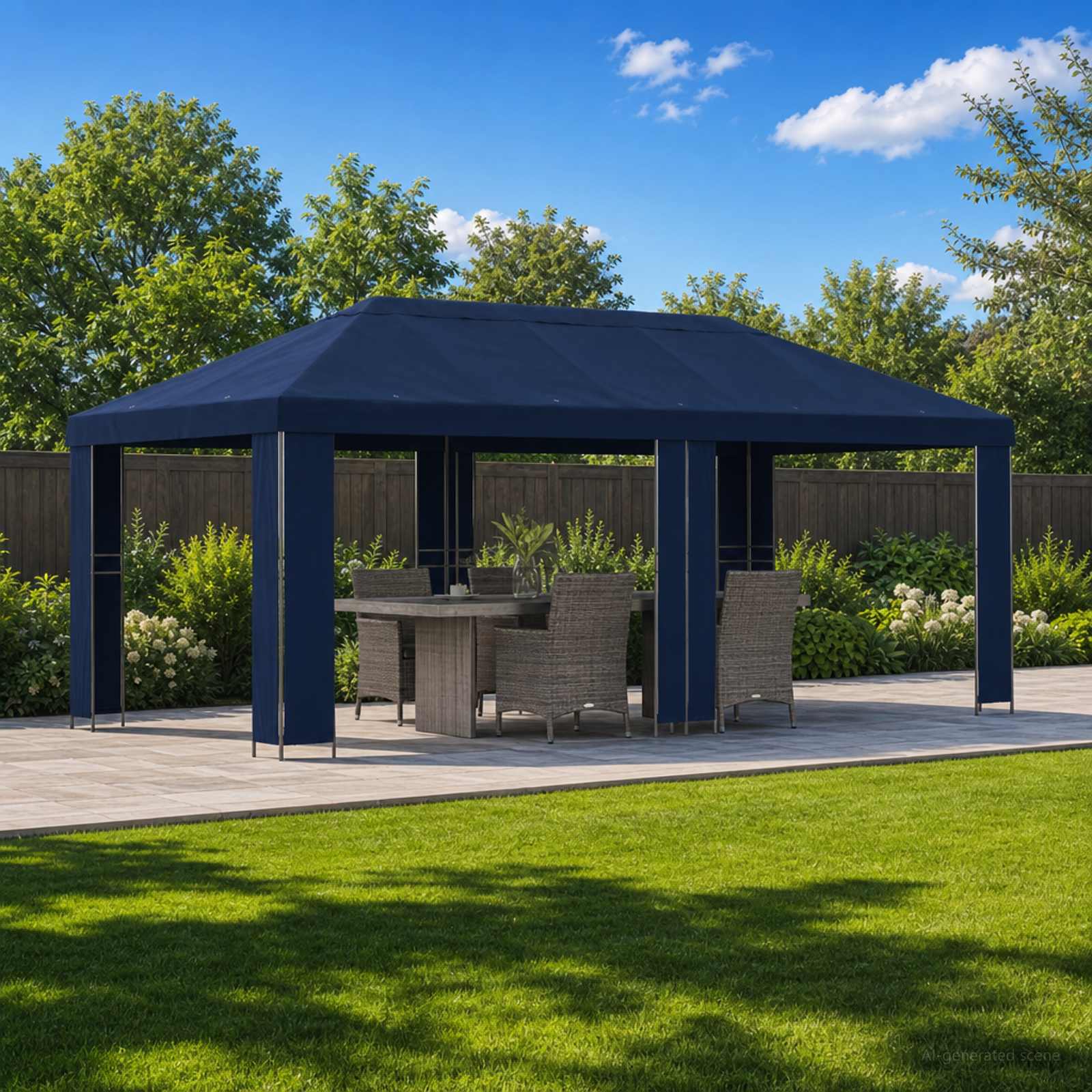 Garten Pavillon 6 x 3 m Beige Polyester und Stahl 190