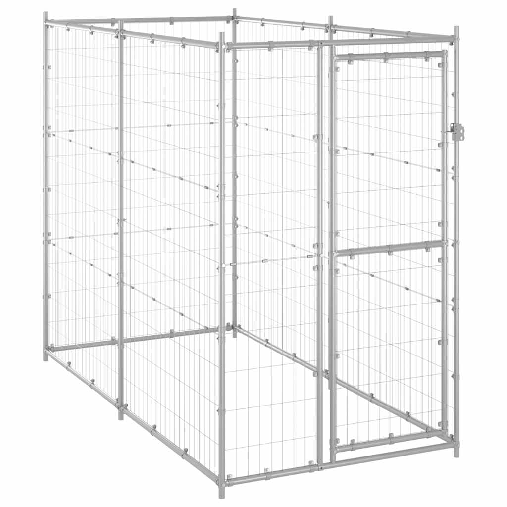 Outdoor-Hundezwinger Stahl mit Überdachung 110x220x180 cm