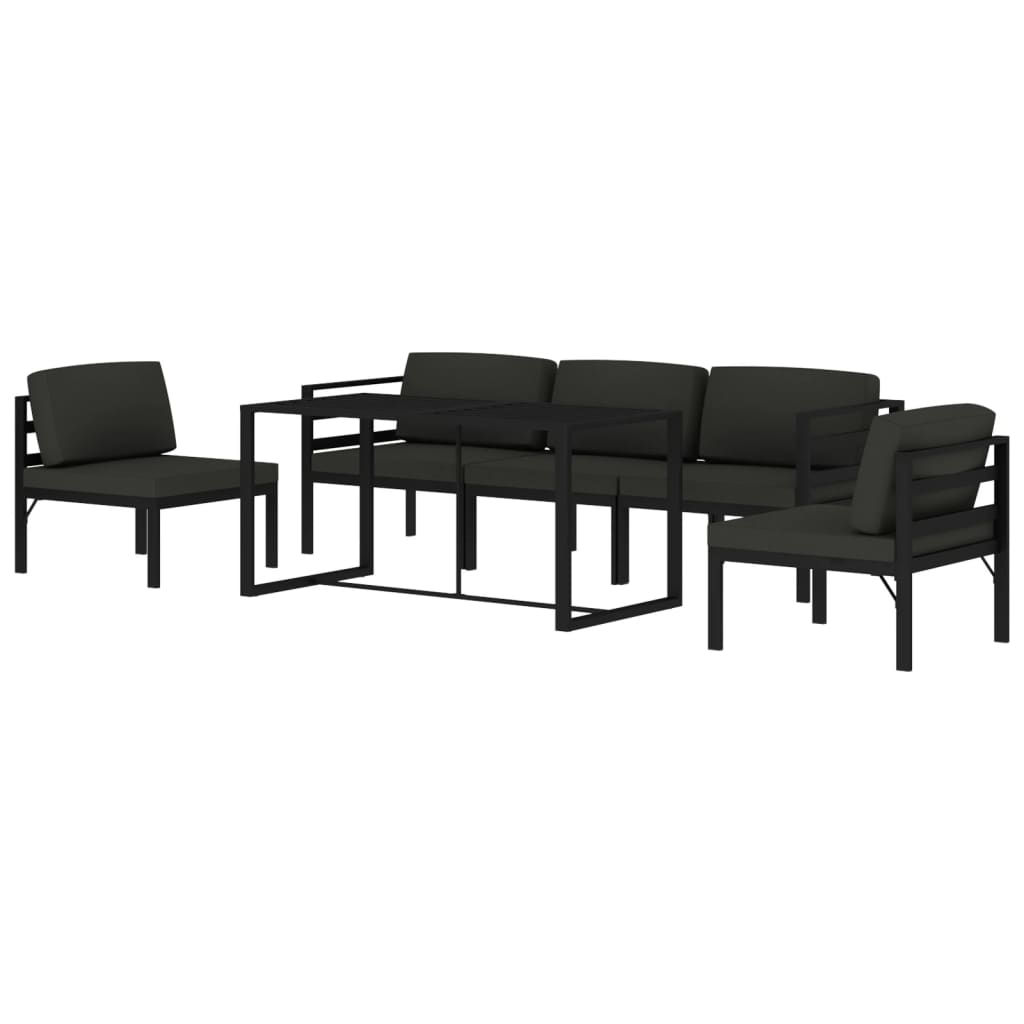 10-tlg. Garten-Lounge-Set mit Kissen Aluminium Anthrazit