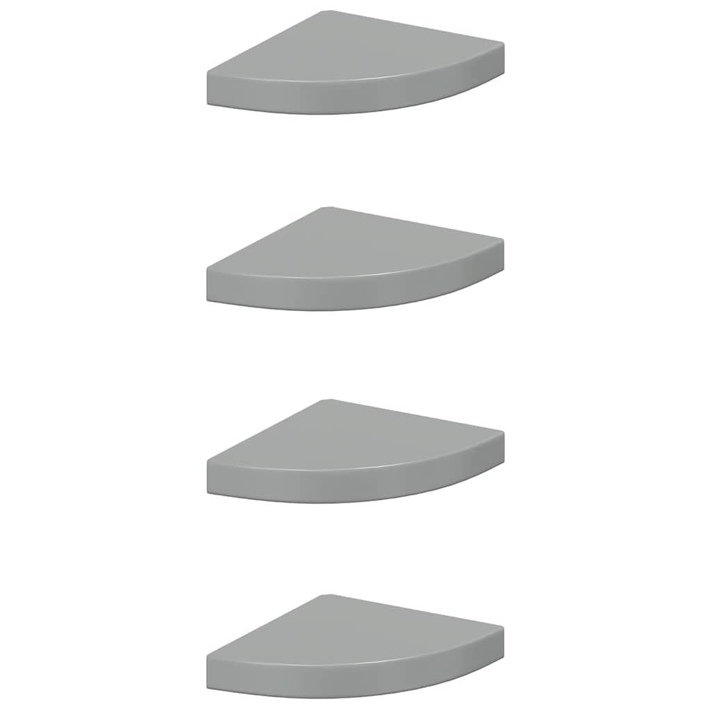 Schwebende Eckregale 2 Stk. Hochglanz-Weiß 25x25x3,8 cm MDF