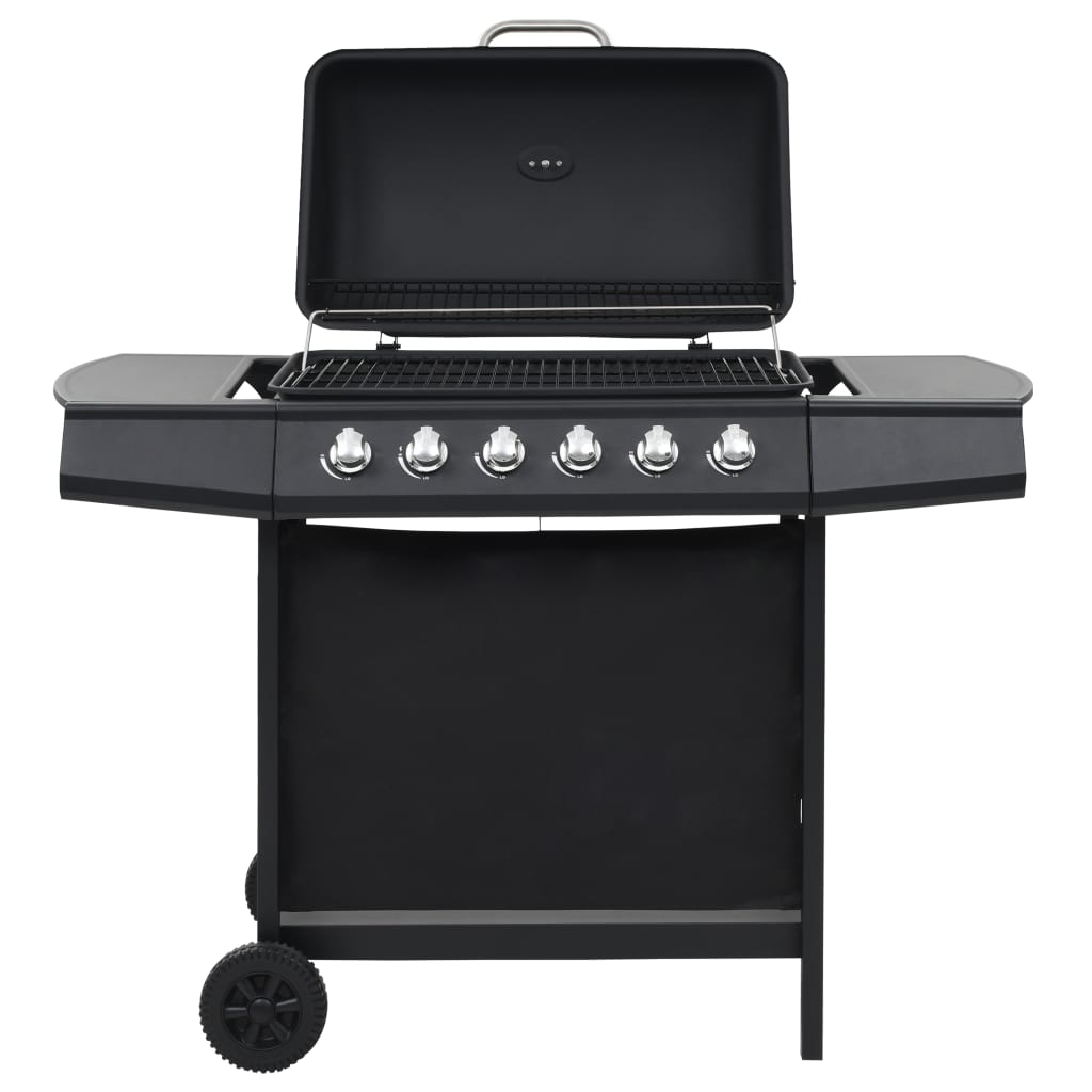 Gasgrill mit 6 Flammen Edelstahl Silbern