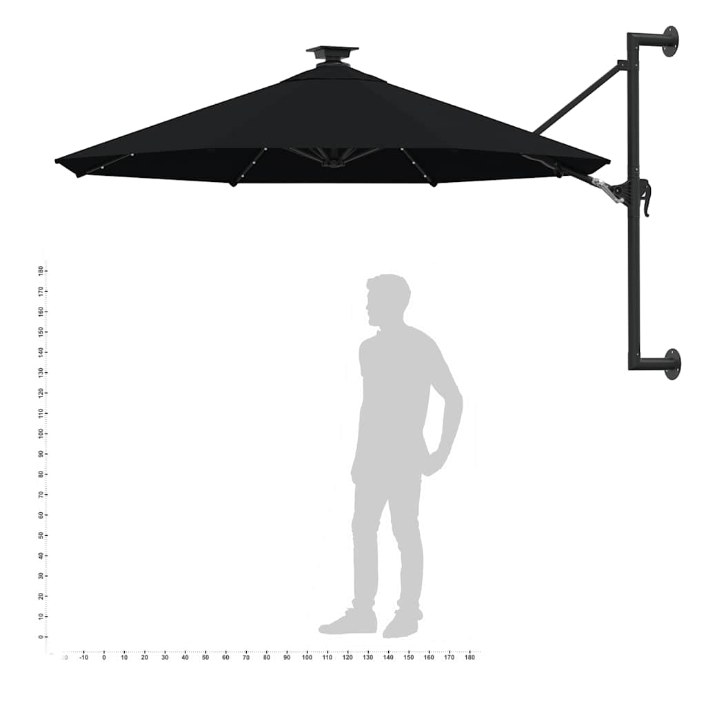 Sonnenschirm zur Wandmontage mit LEDs 300 cm Grün