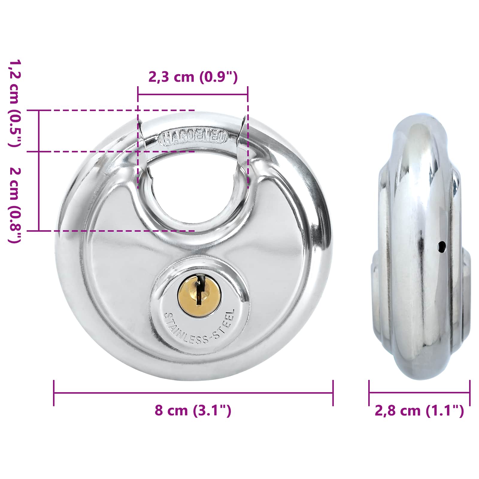 Diskusschlösser mit Schlüsseln 2 pcs Silber 6 x 2,3 x 6 cm