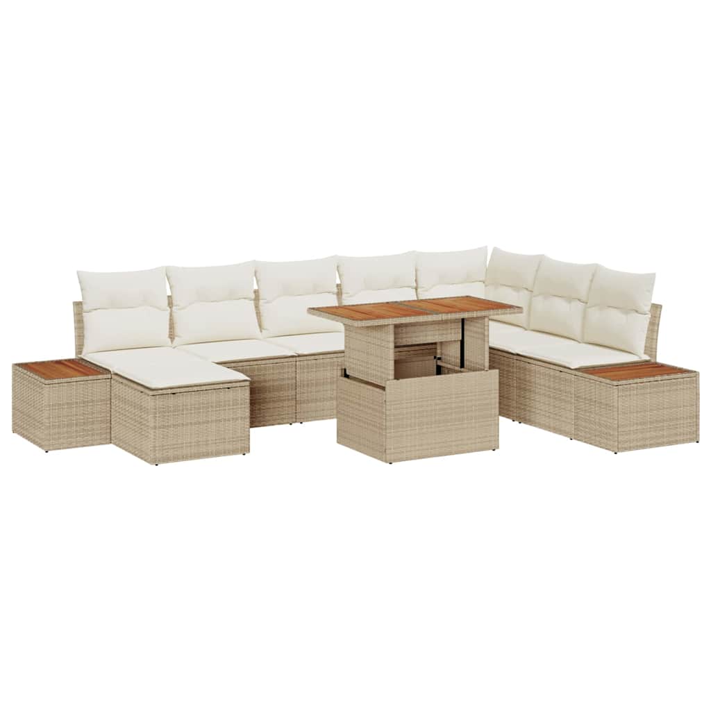 Garten Essgruppe mit Kissen 9 pcs Schwarz und Beige