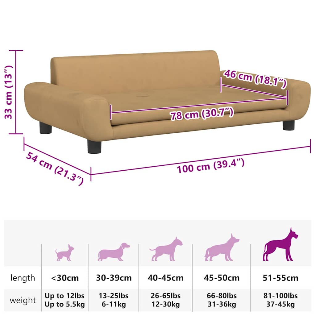 Hundebett Blau 100x54x33 cm Samt