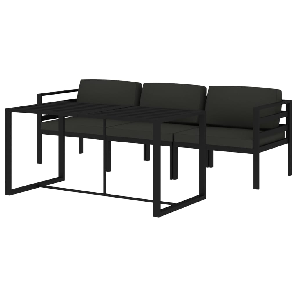 10-tlg. Garten-Lounge-Set mit Kissen Aluminium Anthrazit