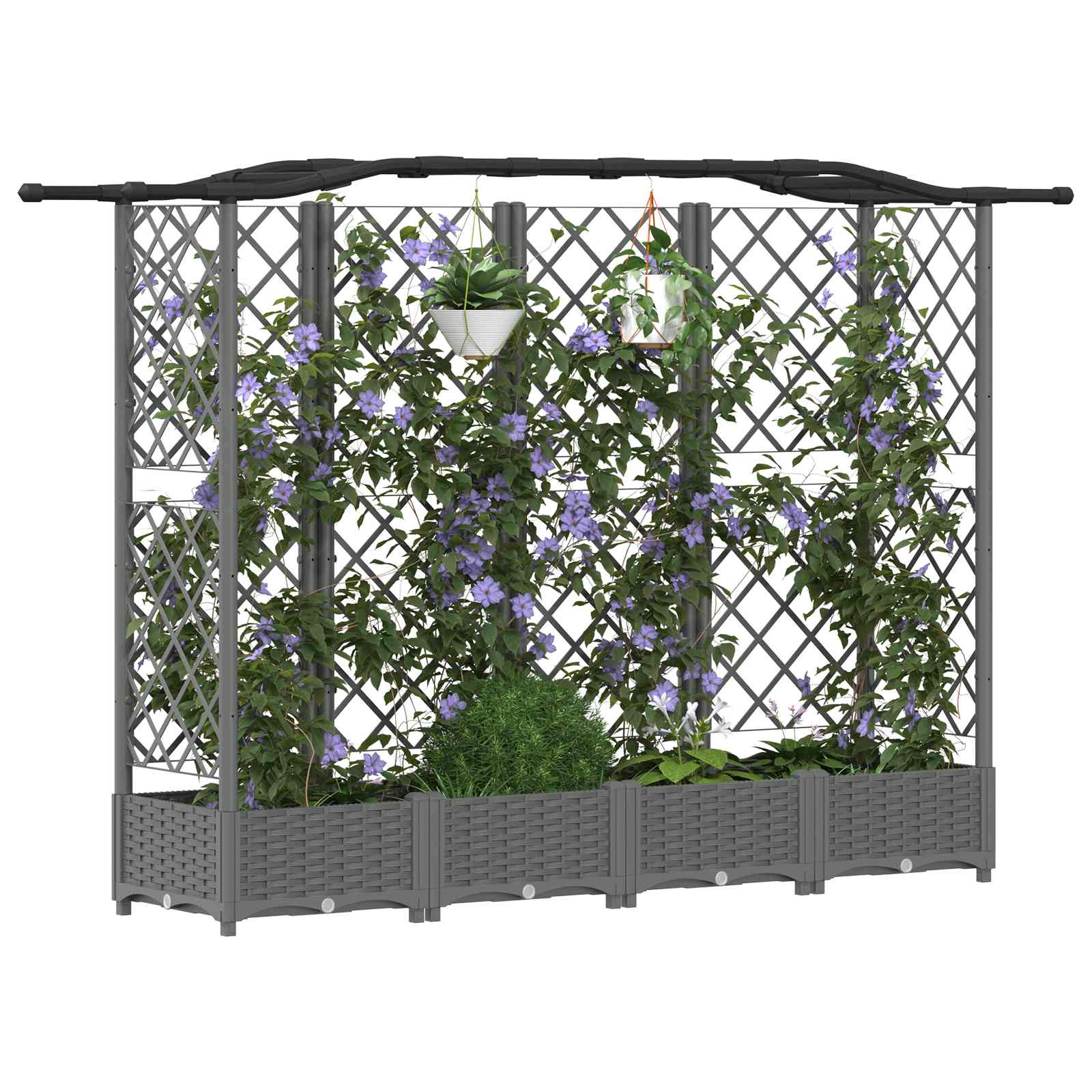 Hochbeet mit Rankgitter und Dach Braun 124 x 40 x 123 cm PP