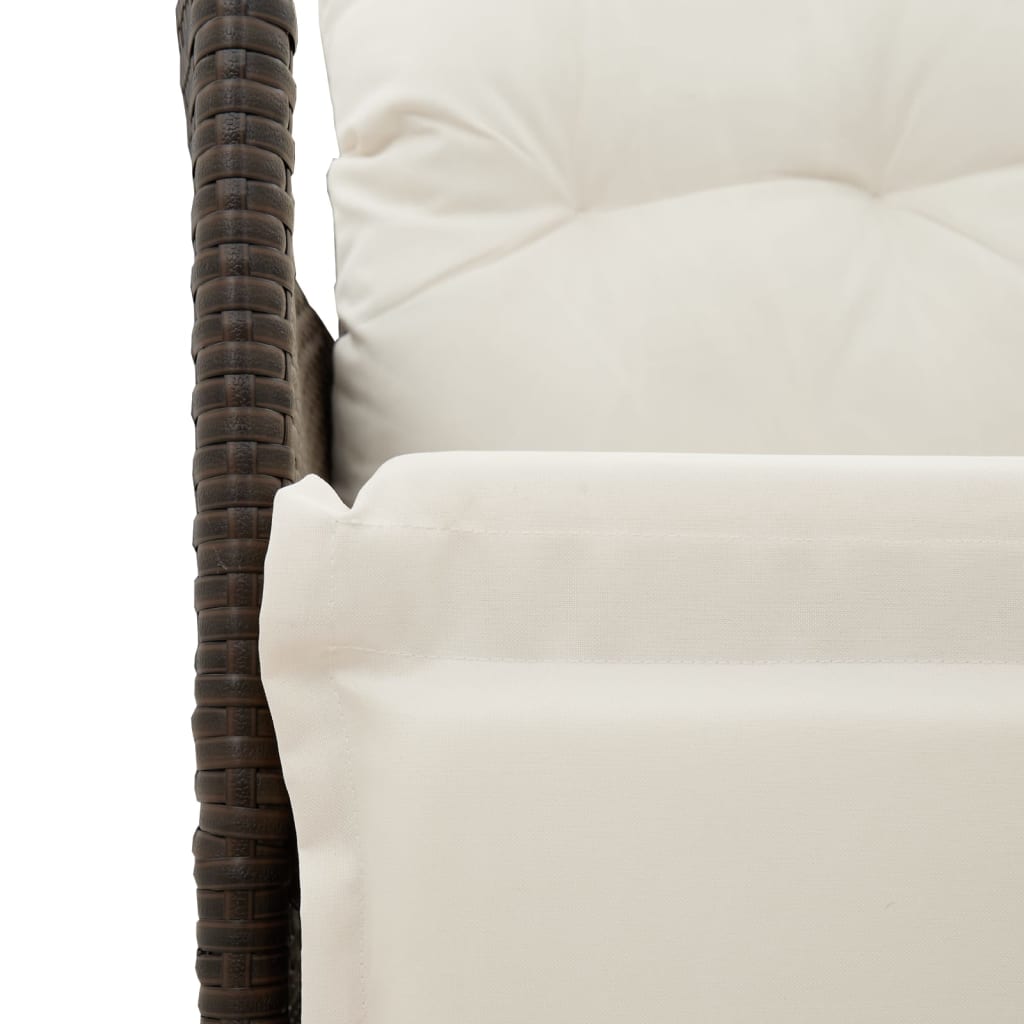Gartensessel Verstellbar mit Kissen Schwarz Poly Rattan