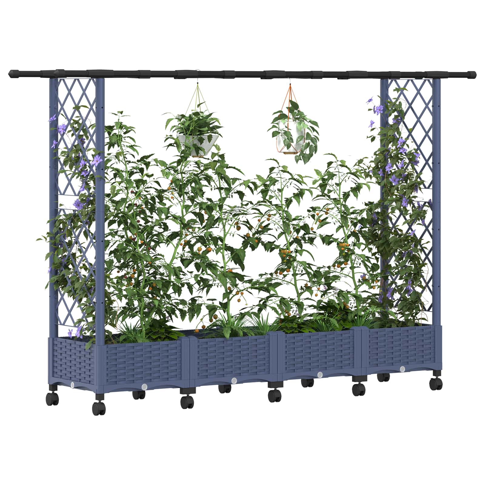 Hochbeet mit Rankgitter und Dach Braun 124 x 40 x 123 cm PP
