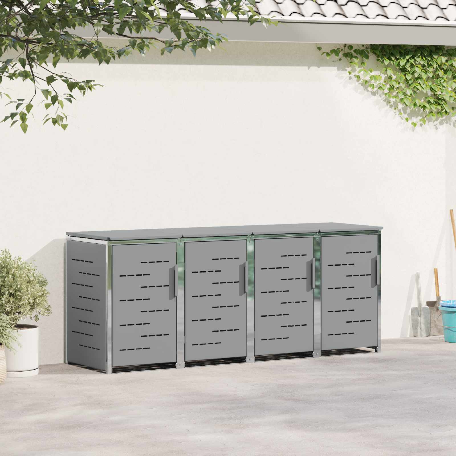 Mülltonnenbox for 2 Bins 240L Edelstahl Schwarz