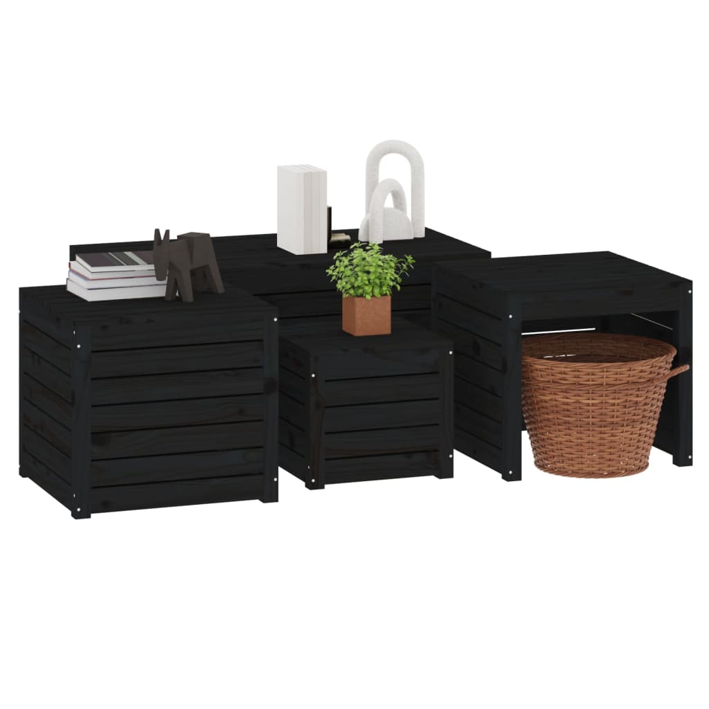 4-tlg. Gartenbox-Set Massivholz Kiefer