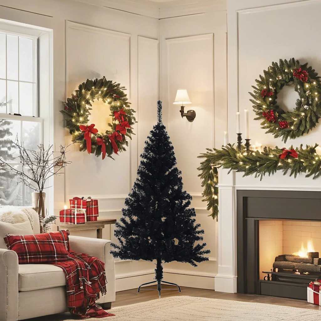 Künstlicher Halb-Weihnachtsbaum mit Ständer Grün 150 cm PVC