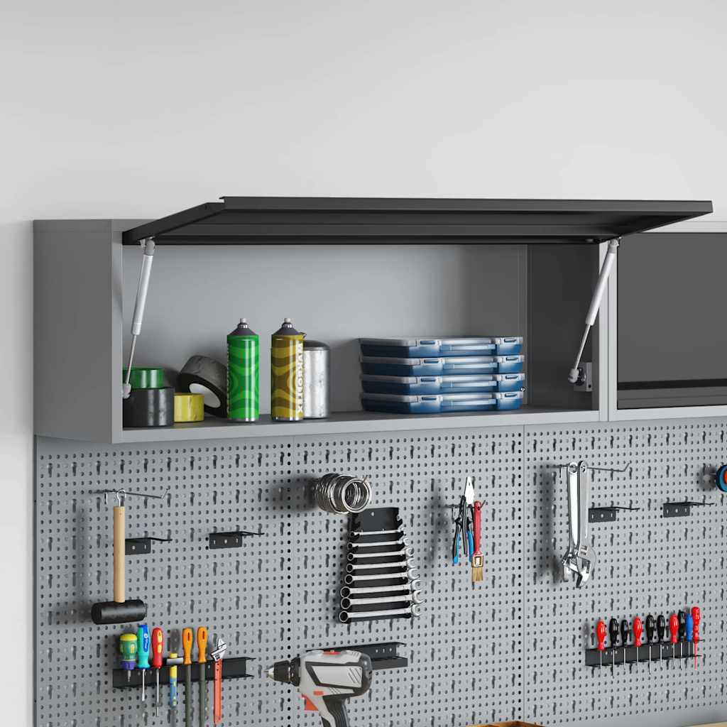 Werkzeugschrank mit Speicher Schwarz und Grau 50 x 25 x 35 cm