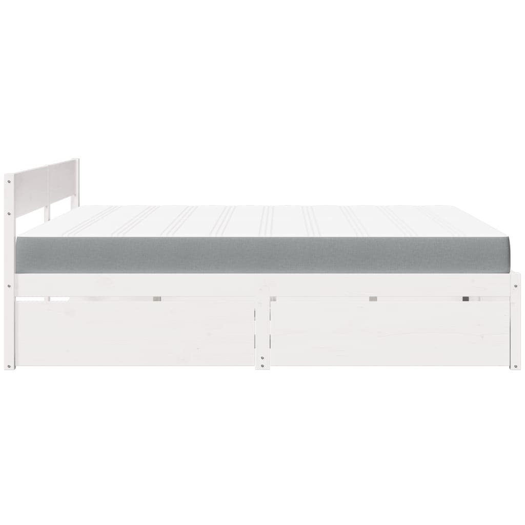 Bett mit Schubladen und Matratze 200x200 cm Massivholz Kiefer