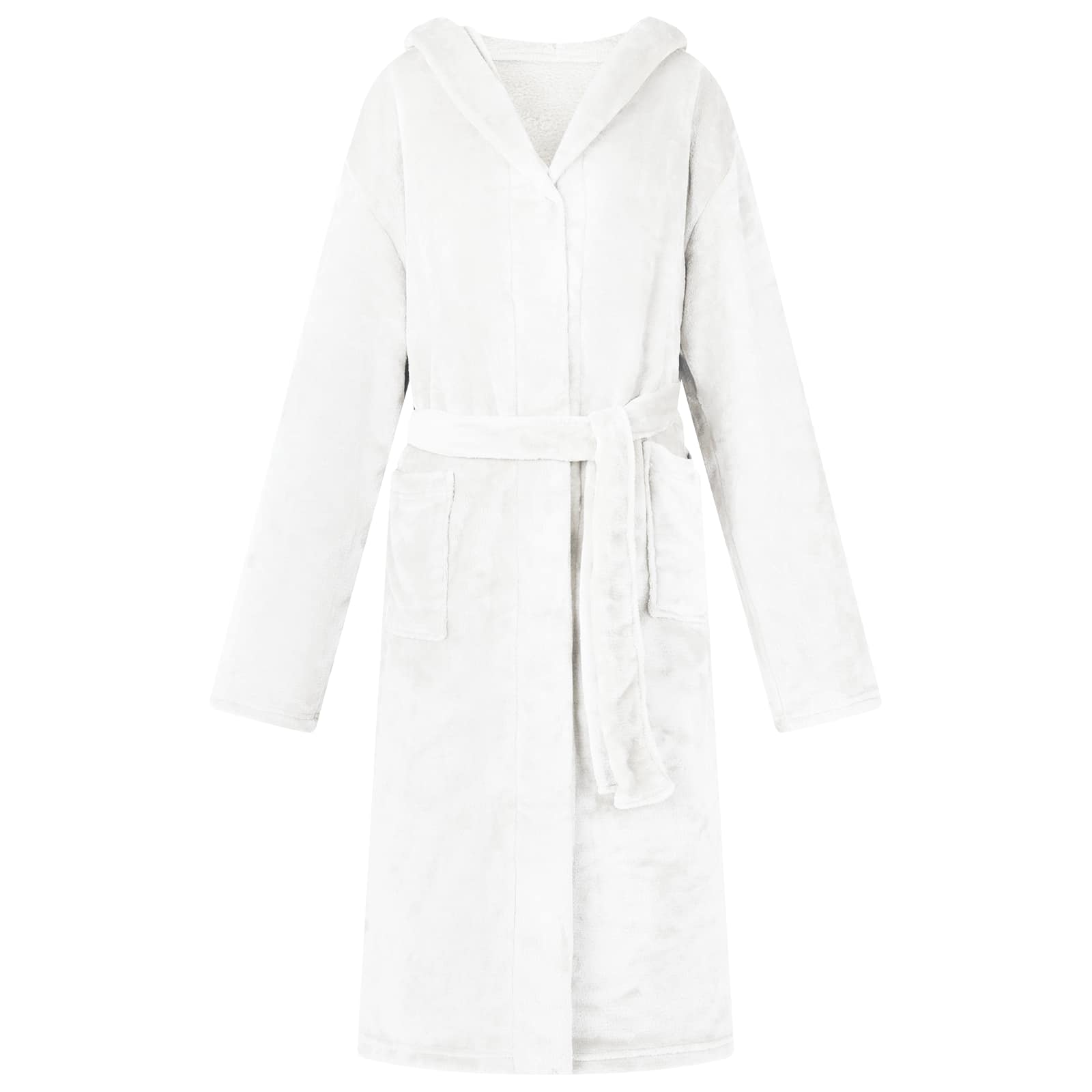 Bademantel Hoodie Beige S Flanell