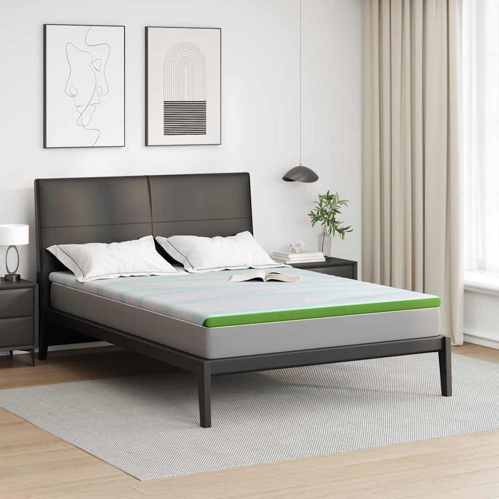 Matratzenauflage Weiß und Grün 80 x 200 cm Jacquard Stoff