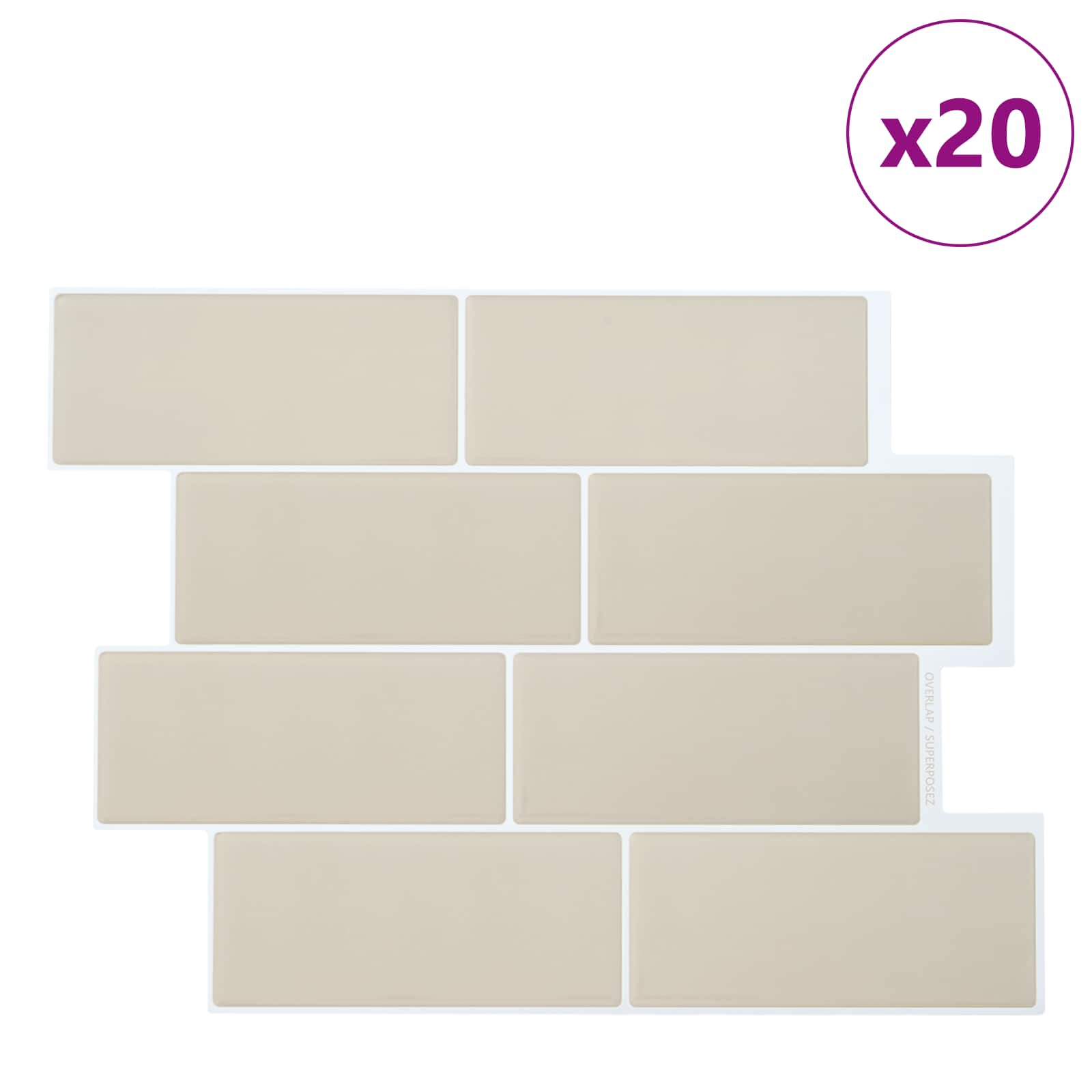 U-Bahn-Fliese 10 pcs Weiß Grau 29 x 21 cm Polyurethan und PET