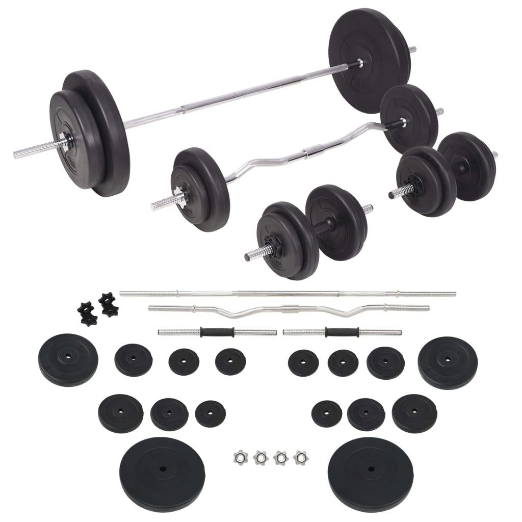 Hantelbank mit Ablage, Langhantel und Kurzhantel Set 60,5 kg