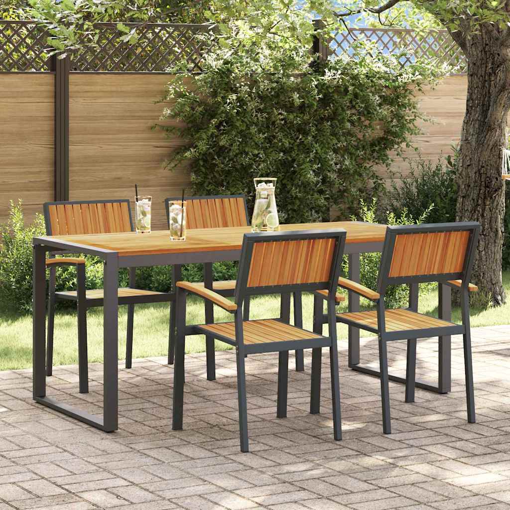 Garten Essgruppe 5 pcs Grau Massivholz Akazie