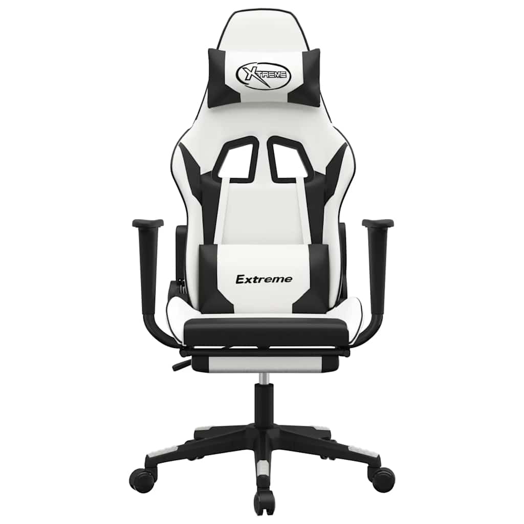 Gaming-Stuhl mit Massagefunktion Schwarz und Blau Kunstleder
