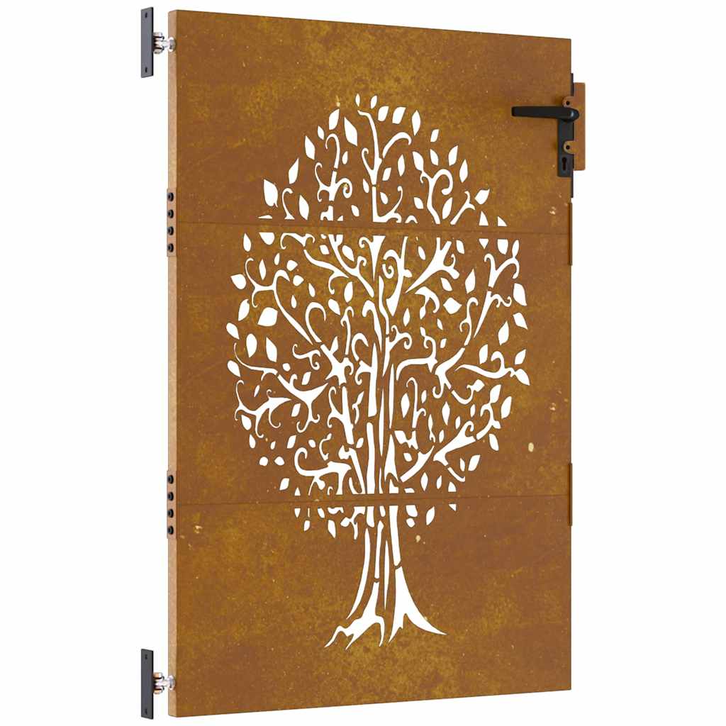 Gartentor 85x75 cm Cortenstahl Baum-Design