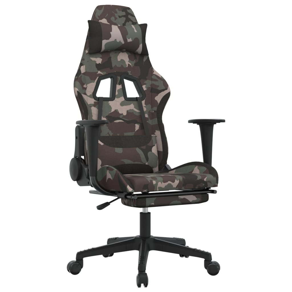 Gaming-Stuhl mit Massagefunktion Schwarz und Creme Stoff