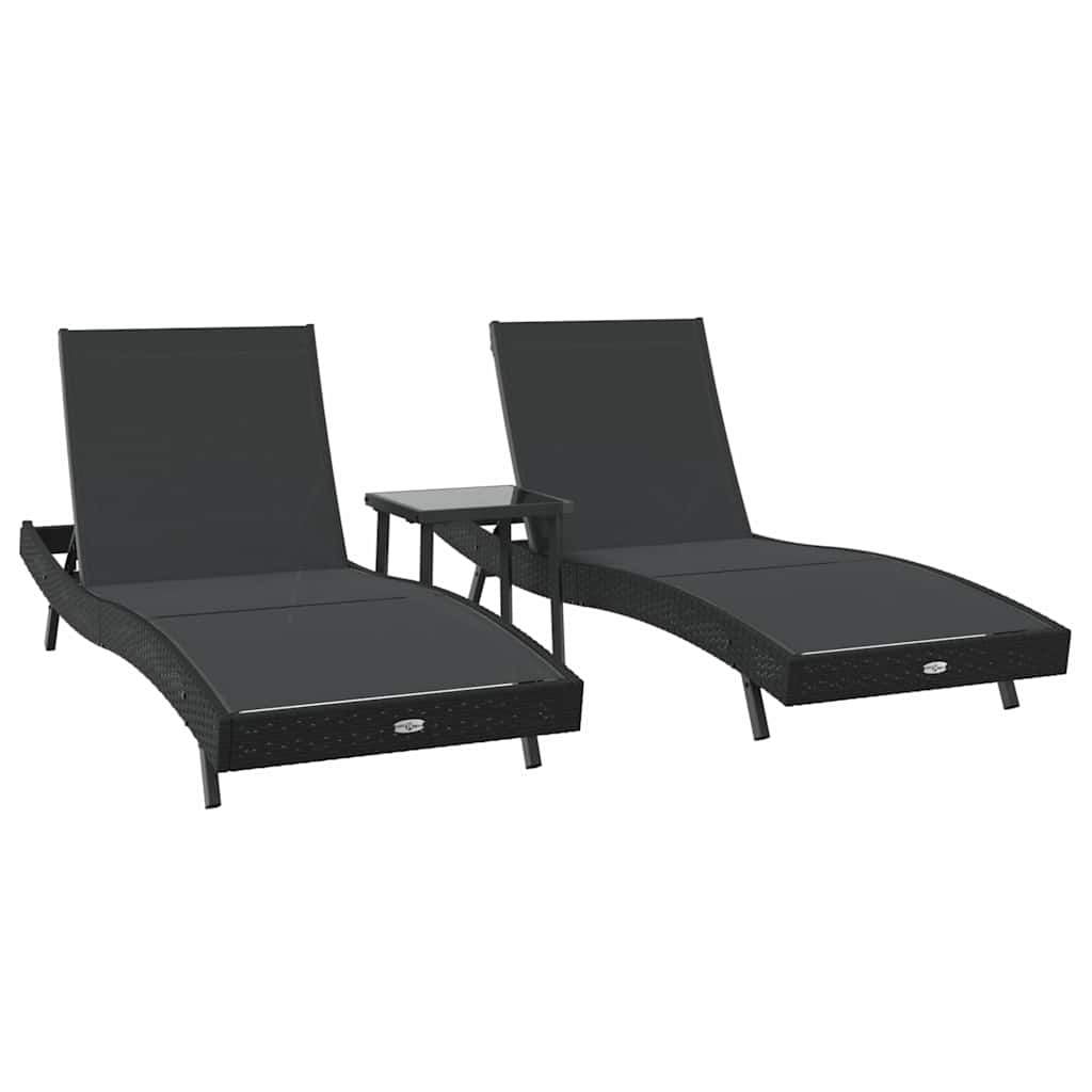 Sonnenliege 3 pcs Braun 197 x 70 x 82 cm Poly-Rattan