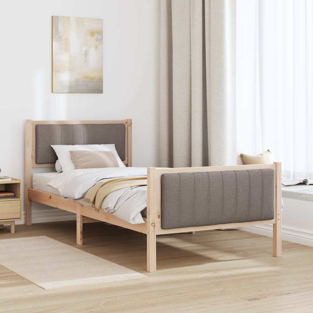 Bettgestell Braun und hellgrau 200 x 200 cm Massivholz Kiefer