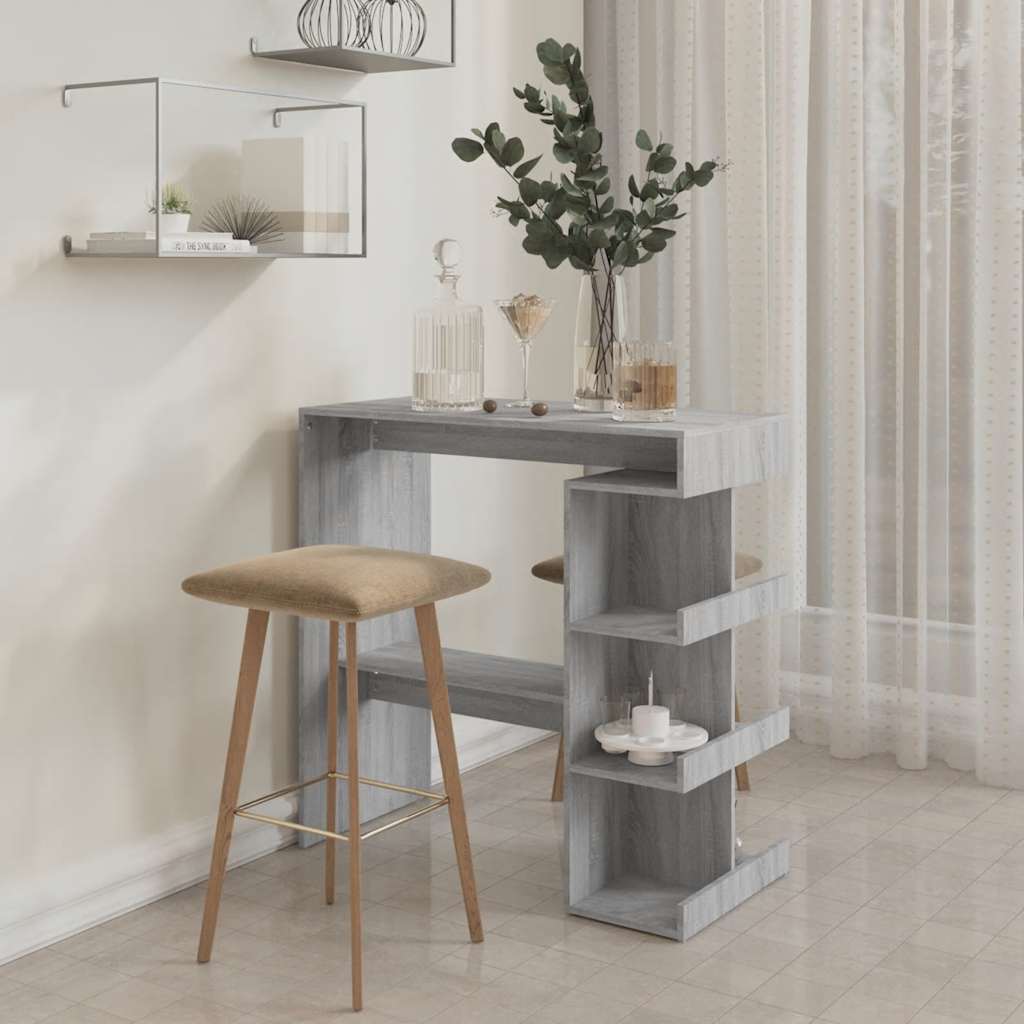 Bartisch mit Regal Weiß 100x50x101,5 cm Holzwerkstoff