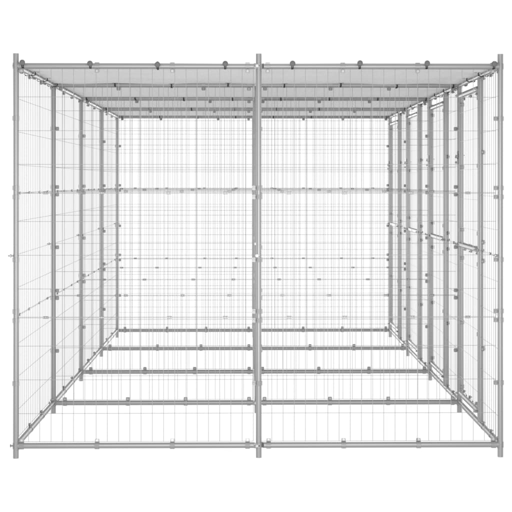 Outdoor-Hundezwinger Stahl mit Überdachung 110x220x180 cm