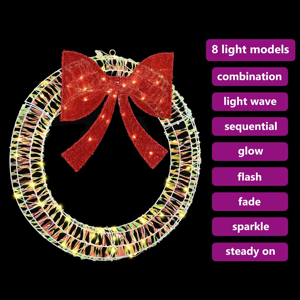 Kranz mit 60 LEDs Warmweiß 76 x 76 x 8 cm PET