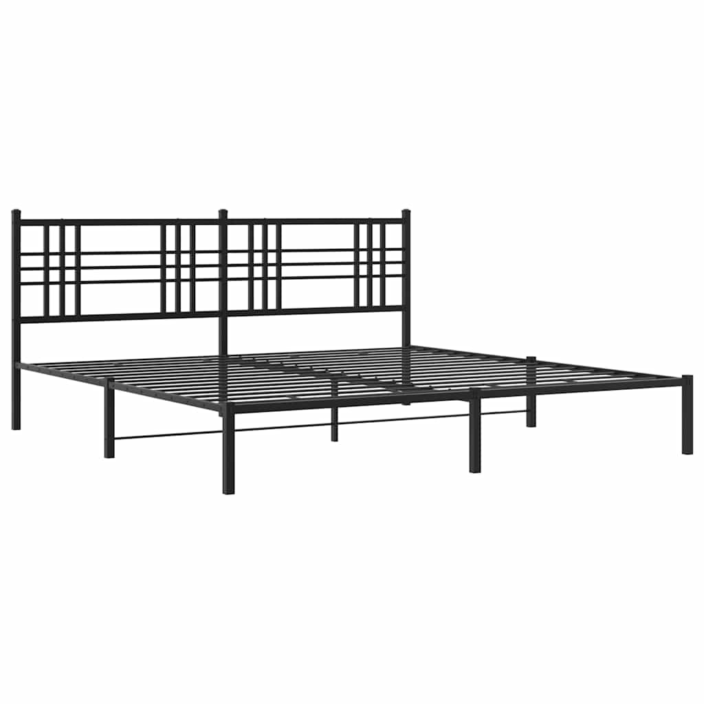Bettgestell mit Kopf- und Fußteil Metall Schwarz 90x200 cm