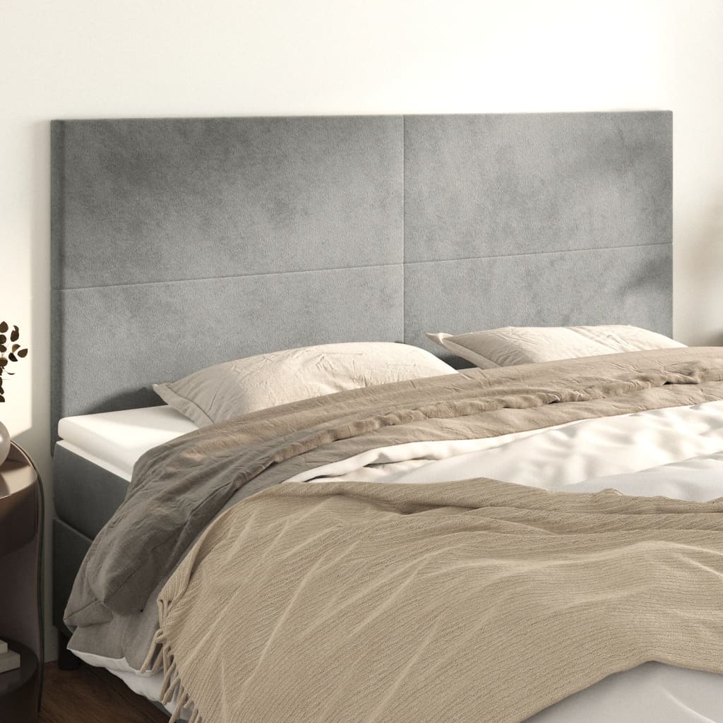 Kopfteil Hellgrau 80x5x118/128 cm Samt