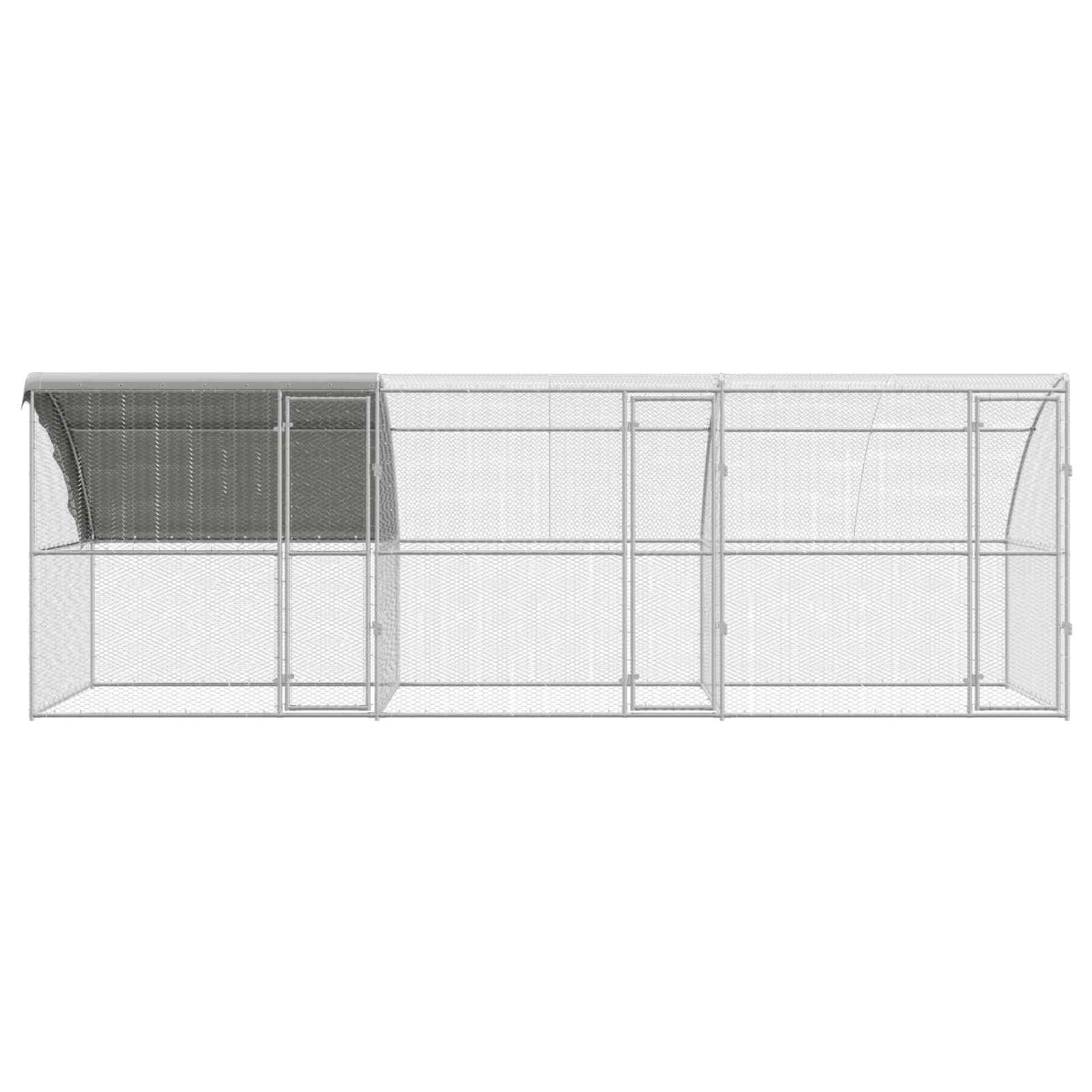 Hühnerkäfig 2 pcs Silber 400 x 200 x 200 cm Stahl und PE