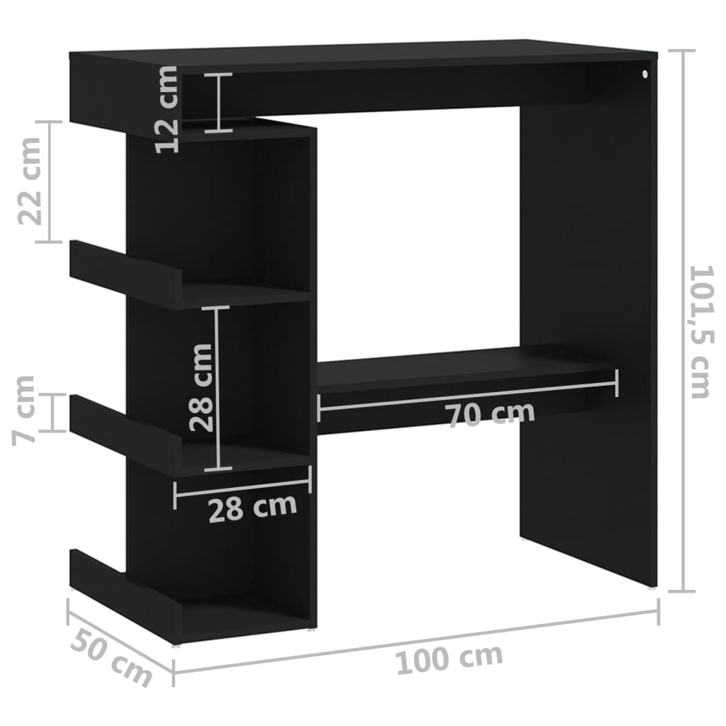 Bartisch mit Regal Weiß 100x50x101,5 cm Holzwerkstoff