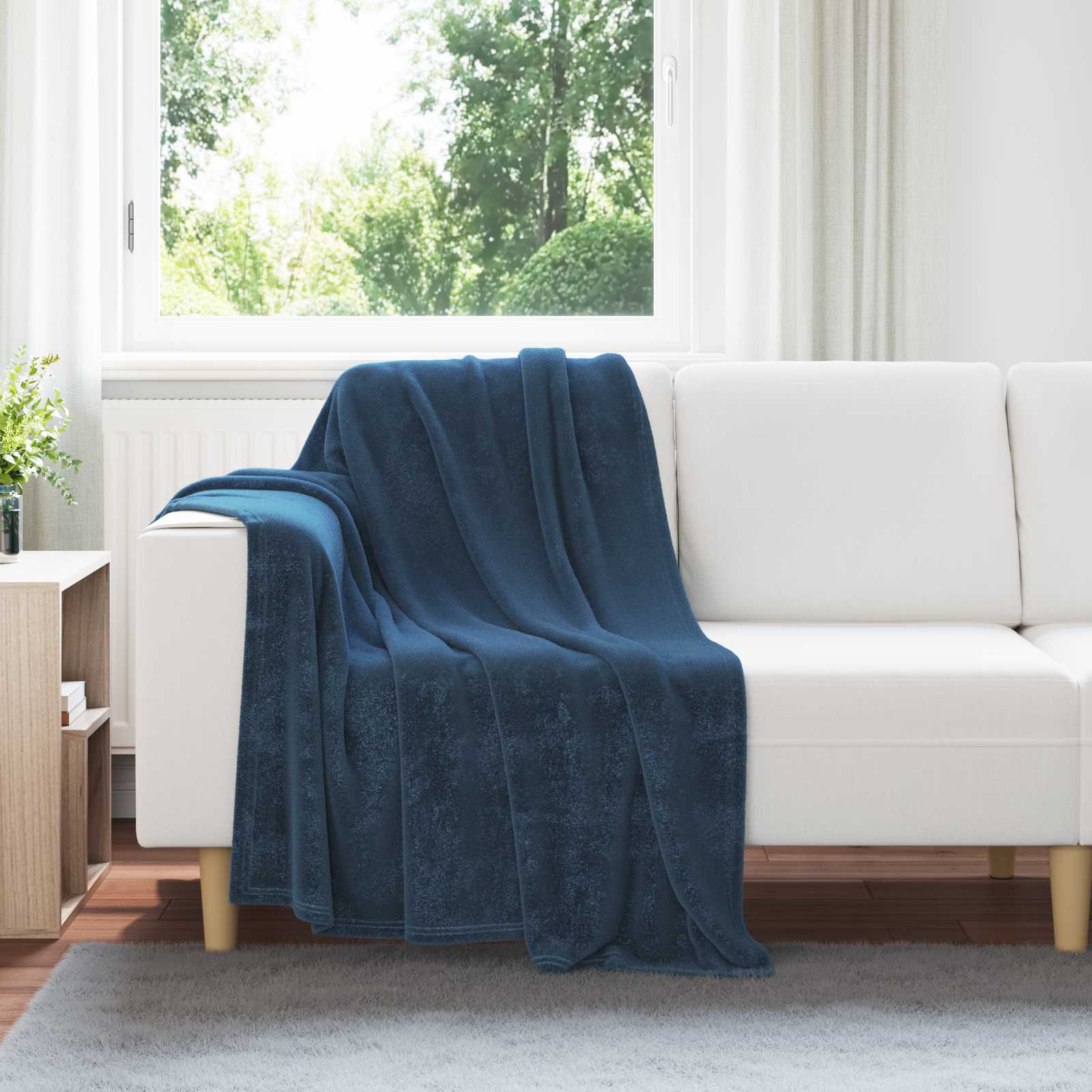 Überwurfdecke Beige 130 x 150 cm Fleece