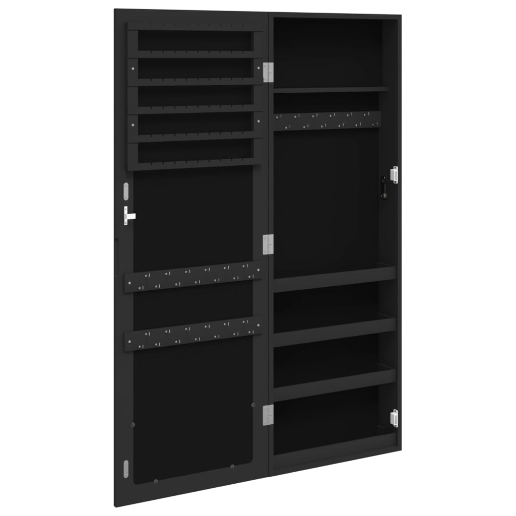 Schmuckschrank mit Spiegel Wandmontage Weiß 37,5x10x106 cm