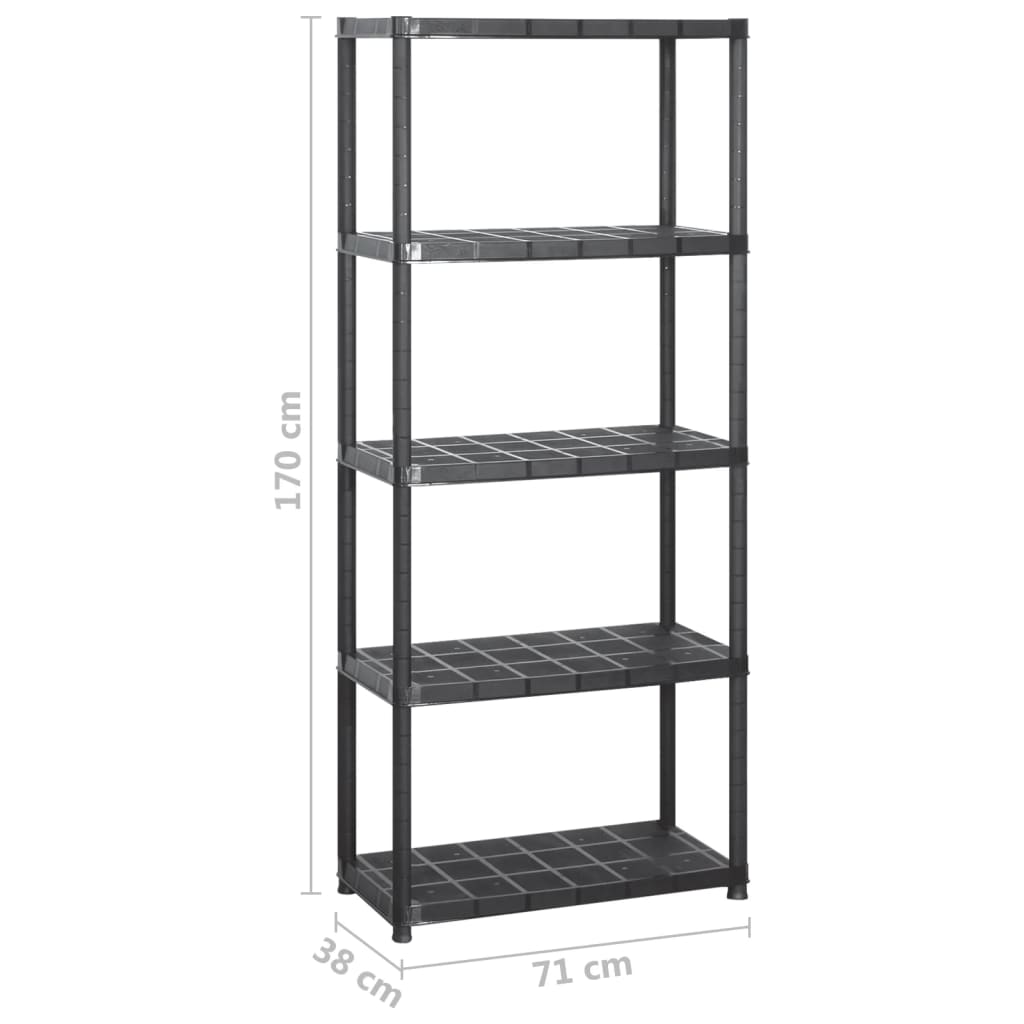 Lagerregal 4-Tier Schwarz 61x30,5x130 cm Kunststoff