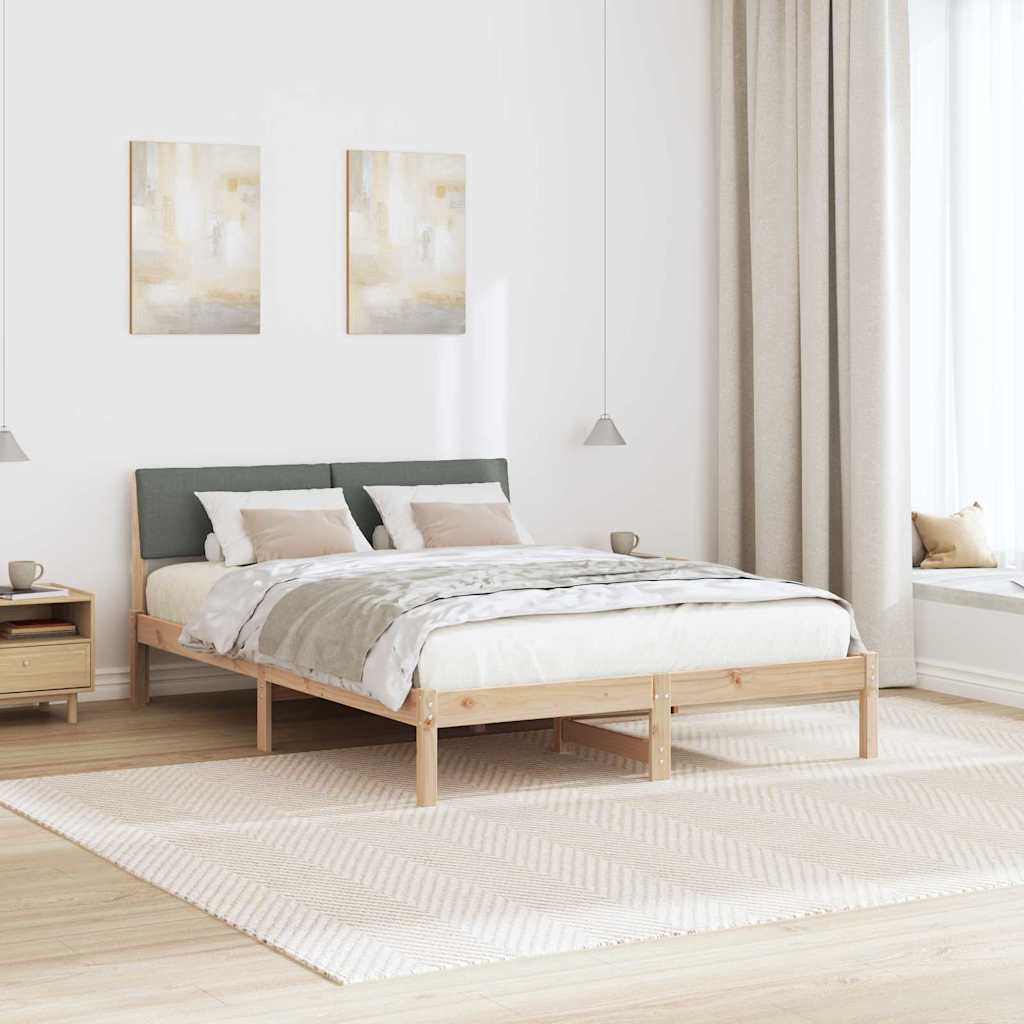 Bettgestell Braun und hellgrau 200 x 200 cm Massivholz Kiefer