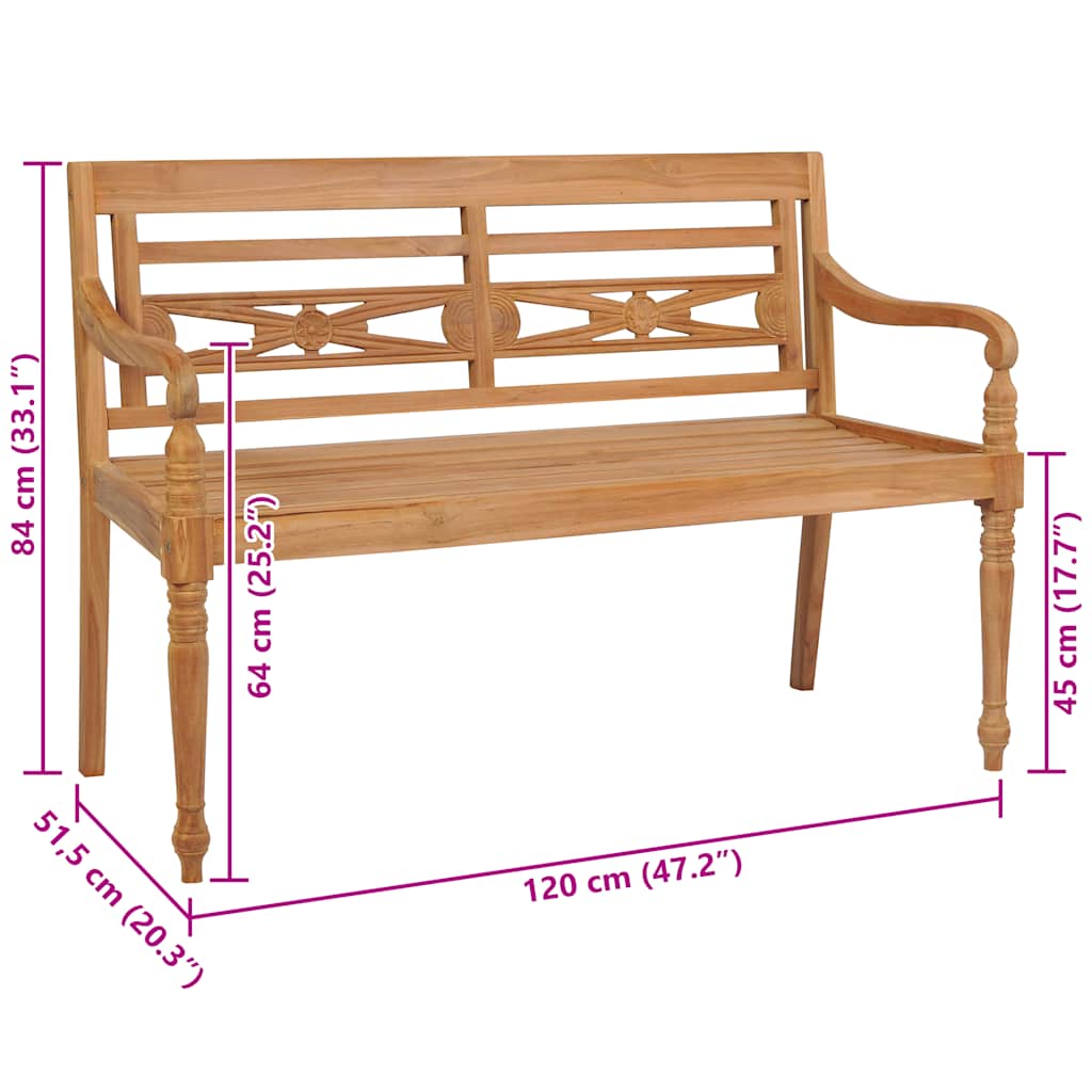 Batavia-Sitzbank 150 cm Massivholz Teak