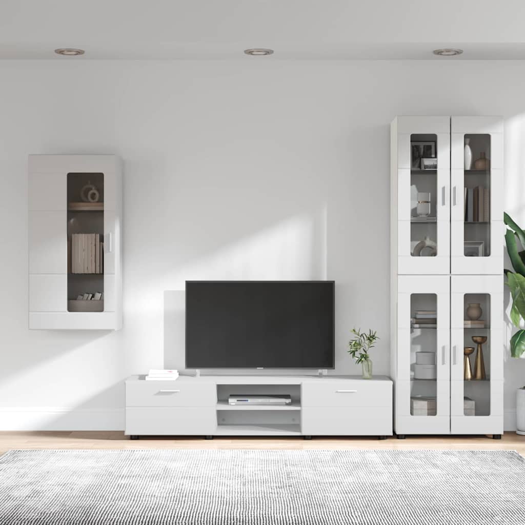 Highboard mit Regal FLORIN Weiß 60 x 35 x 182 cm Holzwerkstoff
