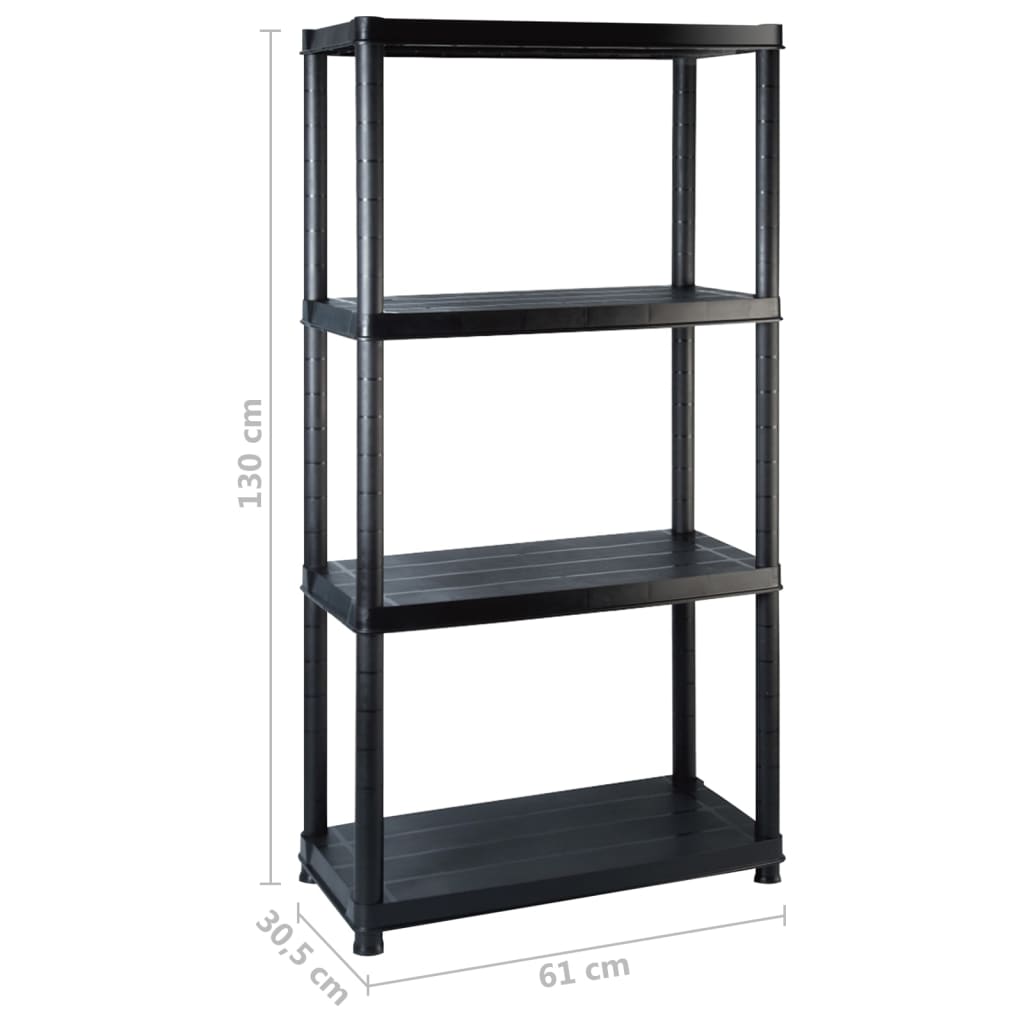 Lagerregal 4-Tier Schwarz 61x30,5x130 cm Kunststoff