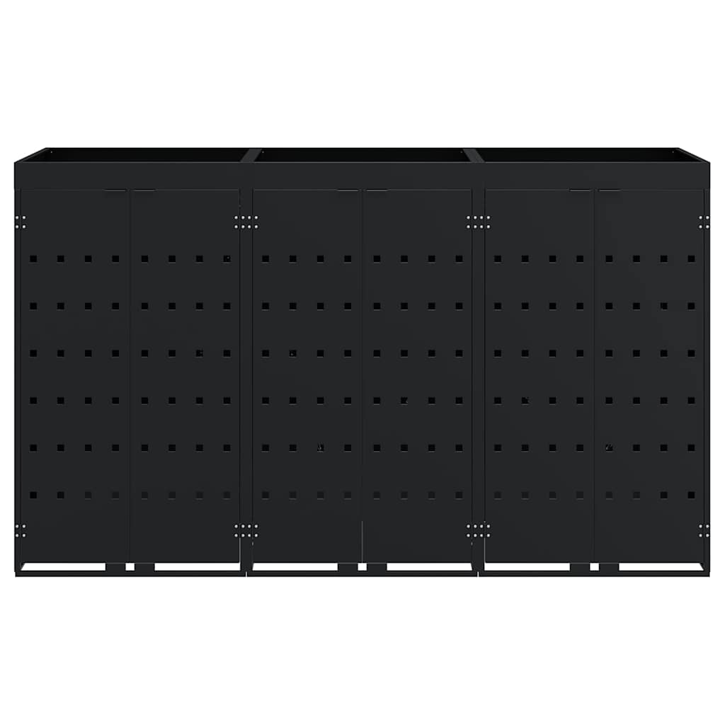 Mülltonnenbox für 2 Tonnen Schwarz 138x79x117 cm Stahl