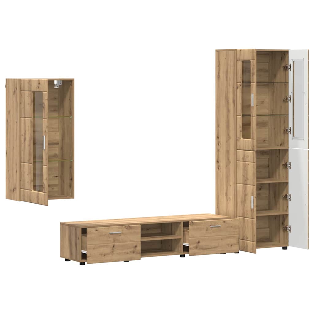 Highboard mit Regal FLORIN Weiß 60 x 35 x 182 cm Holzwerkstoff